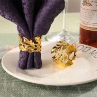 6pcs / metal European style leaf napkin ring desktop decoration is used for parties weddings Western food and hotel occasions