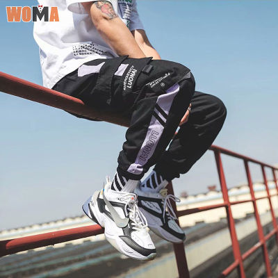 WOMA กางเกงคาร์โก้ชาย กางเกงวอร์ม เลกกิ้ง กางเกงลำลองทรงหลวมของผู้ชายกางเกงคร็อปแพนท์กีฬาขนาดพิเศษใหม่ MODE Korea