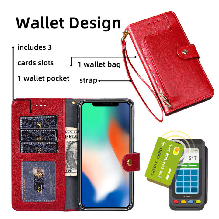 เคสสำหรับ-oppo-a98-5g-เคสกระเป๋าสตางค์มีซิปฝาครอบมีที่เก็บบัตรเป็นหนังพับหนังสือได้เคสโทรศัพท์แบบกระเป๋าสตางค์