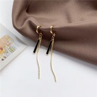 S925 silver needle Korean personality simple earrings geometric long earrings F705