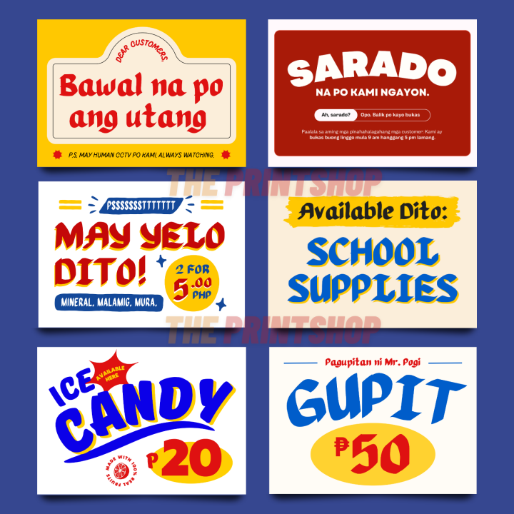 A4 SIZE LAMINATED STORE SIGNAGES FOR SARI SARI STORE / SHOP Lazada PH