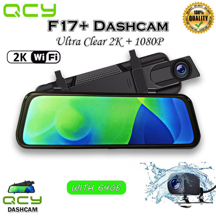 Qcy f11 wifi 2k car dvr camera 9 66 inch streaming rear view mirror
