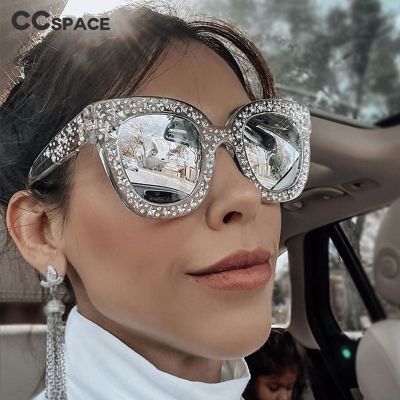 45261 CCSPACE Shiny G Many Stars Sunglasses Square Women Brand Glasses Designer Fashion Cat Eye Female Shades UV Protection