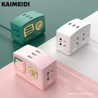 KAIMEIDI ปลั๊กแถวย้อนยุคพร้อมช่องเสียบ Usb,ไฟชี้บอกแบบนิ่ม Led ปลั๊กอุปกรณ์ออฟฟิศตั้งโต๊ะอเนกประสงค์สวยงามและใช้งานได้จริง