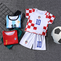 TINGQI 1-10 Years Kids Boys Sports Jersey Sets Football Team Print Clothing Sets Quick-dry T-shirt Tops + Shorts 2Pcs Clothes Suit Hotter Summer Wear