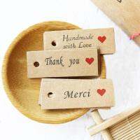 100Pcs ขอบคุณกระดาษคราฟท์ Tags Party ตกแต่ง Merci ของขวัญกระดาษ Hang Tags กระดาษการ์ด DIY ราคาป้าย Handmade เสื้อผ้า Tags