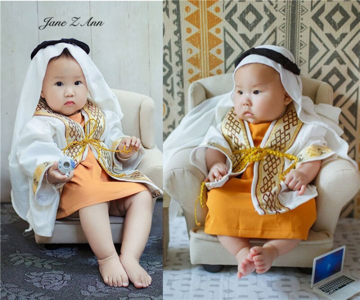 ชุดมาใหม่ล่าสุดสำหรับถ่ายภาพในสตูดิโอสำหรับเด็กทารก3เดือน-1ปีชุดผ้าอาหรับ-เสื้อคลุม-เสื้อผ้า