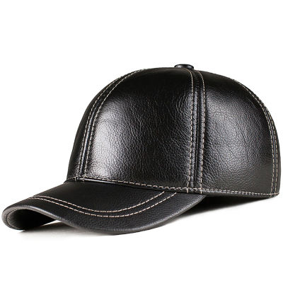 Spring free shipping genuine leather baseball cap in men brand new warm real cow leather caps hats