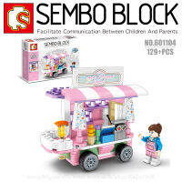 บล็อกตัวต่อรถเข็นร้านค้า พร้อมมินิฟิกเกอร์ 1 ตัว SEMBO BLOCK 601104 จำนวน 129 ชิ้น