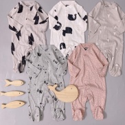 Bộ liền tất, bodysuit liền vớ, sleepsuit cotton cho bé trai bé gái 3