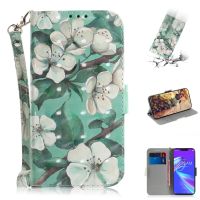 ReplacementFounder เคสหนังฝาพับตั้งได้แนวนอนลายดอกไม้สีน้ำวาดสี3D สำหรับ Asus Zenfone Max ZB633KL พร้อมช่องใส่บัตรและกระเป๋าสตางค์