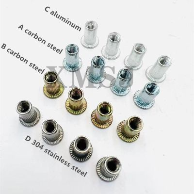 10/20pcs M3 M4 M5 M6 M8 304 Stainless Steel Carbon Steel Aluminum Flat Head Blind Rivet Nut Insert Rivnut Nutsert for Screw Bolt