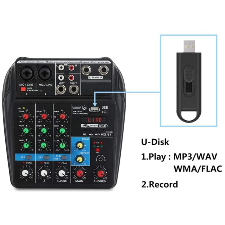 teyun-a4-microphone-digital-mixer-dj-live-broadcast-ktv-microphone-recording-effector-mixer-4-channel-small-audio-mixer