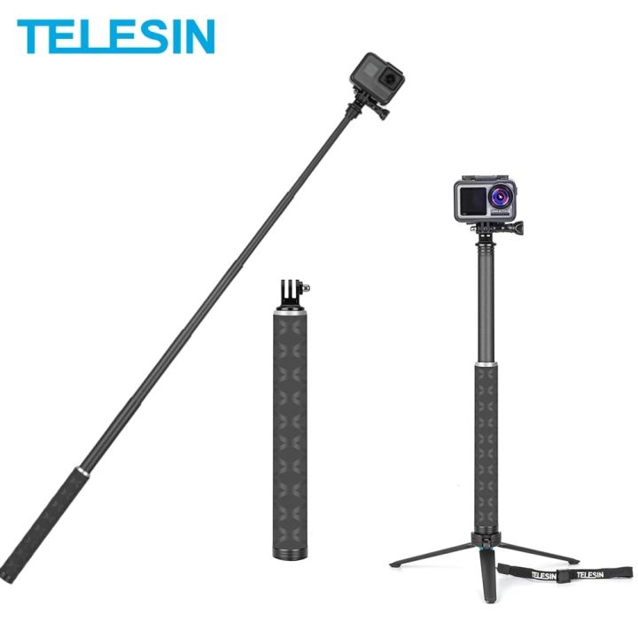 telein-คาร์บอนไฟเบอร์0-9เมตรไม้เซลฟี่ที่เบาที่สุดอลูมิเนียมอัลลอยด์ขาตั้งสามขาสำหรับกล้อง-go-pro-ฮีโร่11-10-9-insta360-dji-osmo-action2-3กล้อง