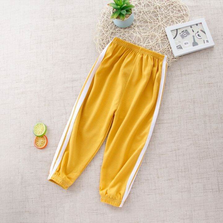 yiyepianzhou-2-13years-toddler-kids-pants-summer-harem-pants-girls-soft-trousers-drawstring-side-stripe-baby-boys-pants