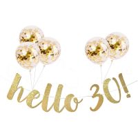 30 40 50 60 Years Old Birthday Decorations Gold Glitter Paper Banners Garland Balloons Adult Anniversary Supplies