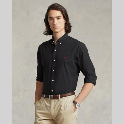 Polo Ralph Lauren SHIRT Custom Fit Stretch Poplin Shirt เสื้อเชิ้ต รุ่น MNPOWOV16822102 สี 001 BLACK