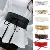 1PC Fashion Spring Autumn Women Lady Fashion Metallic Color Soft Faux Leather Wide Belt Self Tie Wrap Waist Mujer Dress