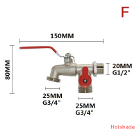Heishada หัวก๊อกน้ำคู่1ชิ้นขนาด1 2นิ้ว3 4นิ้วตัวแยกน้ำอะแดปเตอร์ตัวแปลงสวิตซ์ท่อน้ำประปาสวน
