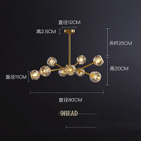 Modern All Copper Chandelier Living Room Crystal Decoration Led Suspension Lamp Luxury Ho Bedroom Interior Lighting Fixtures