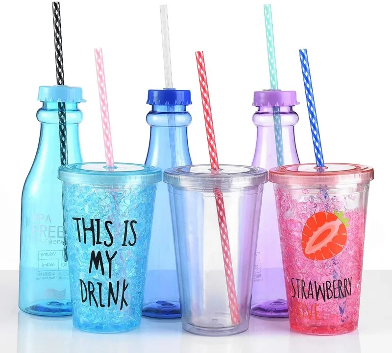 25PCS Reusable Plastic Straws for Tumblers Mason Jars 9 Inches Transparent  Threaded Colored Drinking Straws with