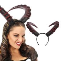 【YF】 Halloween Cosplay Hair Accessories Realistic Long Devil Horn Carnival Headband