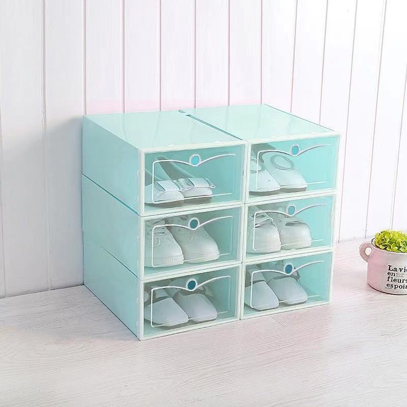 6 Colors Plastic Shoe Storage Box Case Drawer Candy Color Organizer Save Space 