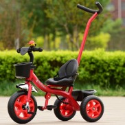xe đạp trẻ em, xe đẩy 3 bánh có bàn đạp cần đẩy và giỏ để đồ dành cho bé