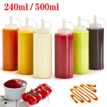 Condiment Squeeze Bottle Set Plastic with Caps, Refillable with Wide Mouth  - for Sauces, Paint ,Oil, Condiments ,Salad Dressings