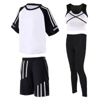 【Ready】? 2023 spring and summer new four-piece set of yoga fitness clothes quick-drying clothes morning running sports fitness clothes for beginners