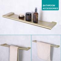 Brushed Gold Bath Storage Shelf Single/Double Towel Holder Stainless Steel Bathroom Accessories Hotel