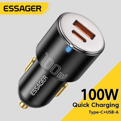 ☬✜ Essager 100W Car Charger Fast Charging Quick Charger QC PD 3.0 For iPhone 14 Type C USB Car Charger For Samsung Laptops Tablets
