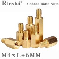 2-15 PCS Hex Brass Standoff Spacer Screw M4*L+6 mm Hexagon Stud PCB Computer Male to Female Standoff Spacer Nails Screws  Fasteners