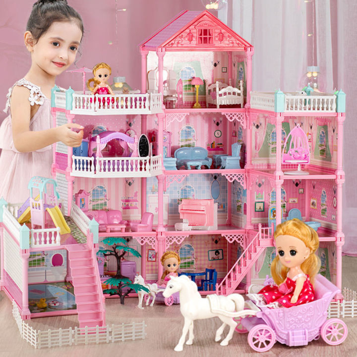 บ้านหลังใหญ่บ้าน53-6ปีชุดวิลล่าตุ๊กตาของเล่นเด็กบ้านปราสาทปริศนาบ้านเด็กผู้หญิงประกันคุณภาพผู้ชาย