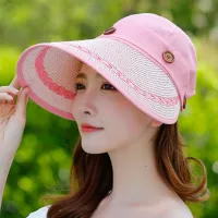 Fish xiao bao summer suntan folding outdoor cycling big beach hat brim uv straw hat