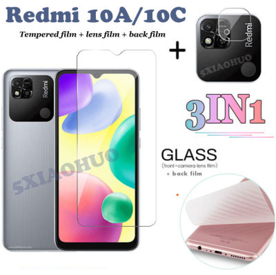 (3 In 1) ฟิล์มป้องกันสำหรับ Xiaomi Redmi 10A Redmi,ฟิล์มกระจกนิรภัยสำหรับ Xiaomi Redmi Note 11 11S 11 Pro/redmi Note 10 Pro 5G 10S คาร์บอนไฟเบอร์ฟิล์มติดด้านหลัง + เลนส์กล้องสำหรับ Redmi 10C