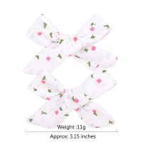 2 Pcs 3.15 inches cute girl printed bow BB clip color ribbon baby hair accessories