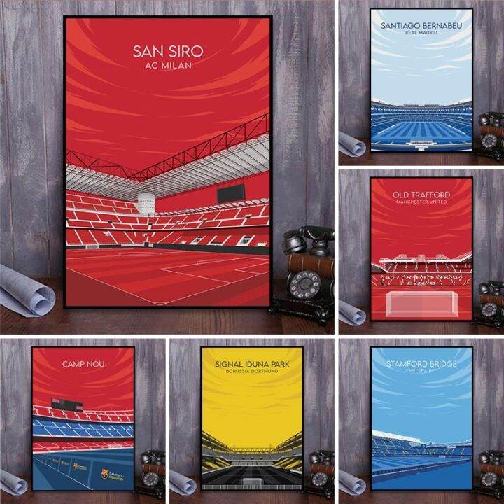 ภาพวาดผ้าใบสนามฟุตบอลกีฬาคริกเก็ต-wall-art-สถานที่เล่นกีฬานอร์ดิกโปสเตอร์และพิมพ์ภาพการ์ตูนสำหรับตกแต่งห้องวัยรุ่น