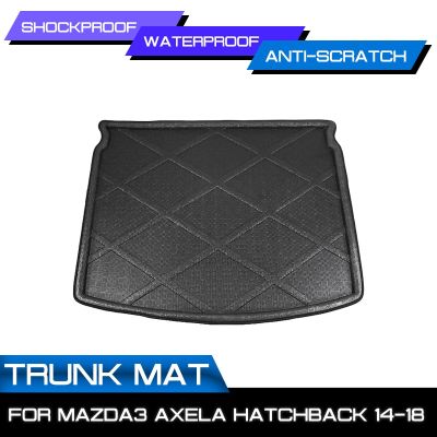 พรมปูพื้นรถยนต์พรมสำหรับ Mazda3 Axela Hatchback 2014 2015 2016 2017 2018ด้านหลัง Trunk Anti-Mud Cover