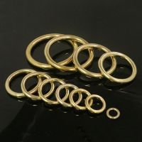 ▥✱❖ 2pcs Solid Brass Cast O-Ring Seamless Round Buckle For DIY Webbing Leather Craft Bag Strap Handle Belt Pet Collar More Sizes