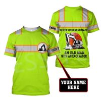 in stock 2023 Design Tessffel Cosplay Crane Heavy Equipment Operator Worker Customize Name Summer Casual T-Shirts Unisex Top O-Neck Short Sleeves A2，Contact the seller to customize the name and logo for free
