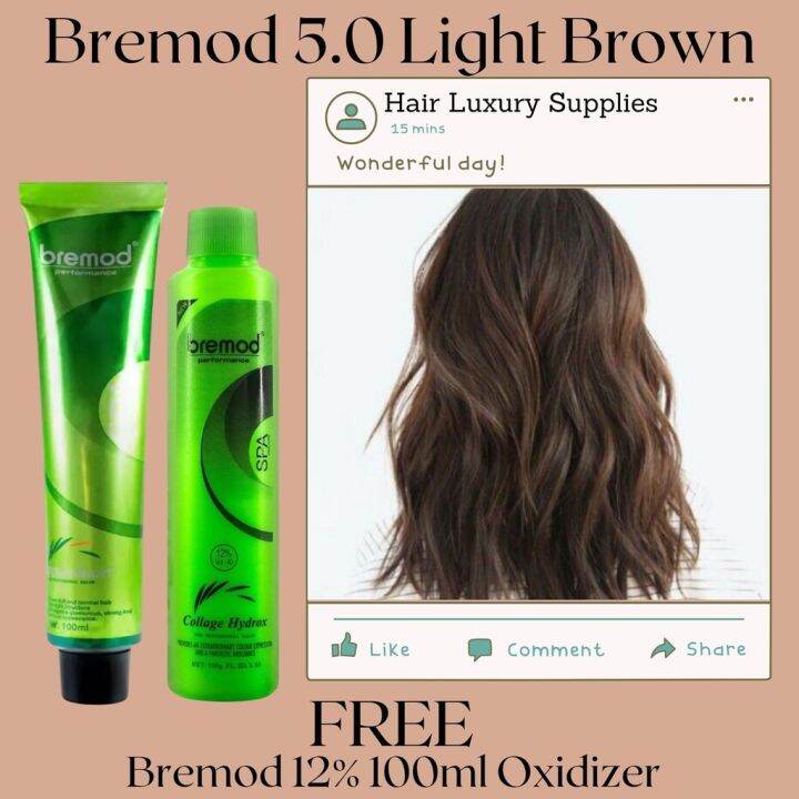 Hair Luxury Supplies Bremod 5.0 Light Brown Bremod 12 100ml Oxidizer FREE Bremod Hair Color