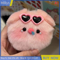 Millys Squeak ไข่มุกน่ารักหมูกับแว่นกันแดดพวงกุญแจตุ๊กตาความคิดสร้างสรรค์ Kawaii พวงกุญแจห้อยกระเป๋า Boneka Mainan นุ่มฟูสำหรับเป็นของขวัญเด็ก