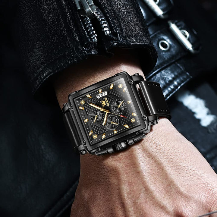 olevs-square-watches-for-men-brown-leather-chronograph-fashion-business-watch-luminous-waterproof-casual-wrist-watches-black-leather-black-face