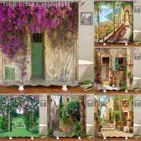 【CW】﹍卍  Idyllic flower shower curtain bathroom fabric with hook waterproof screen