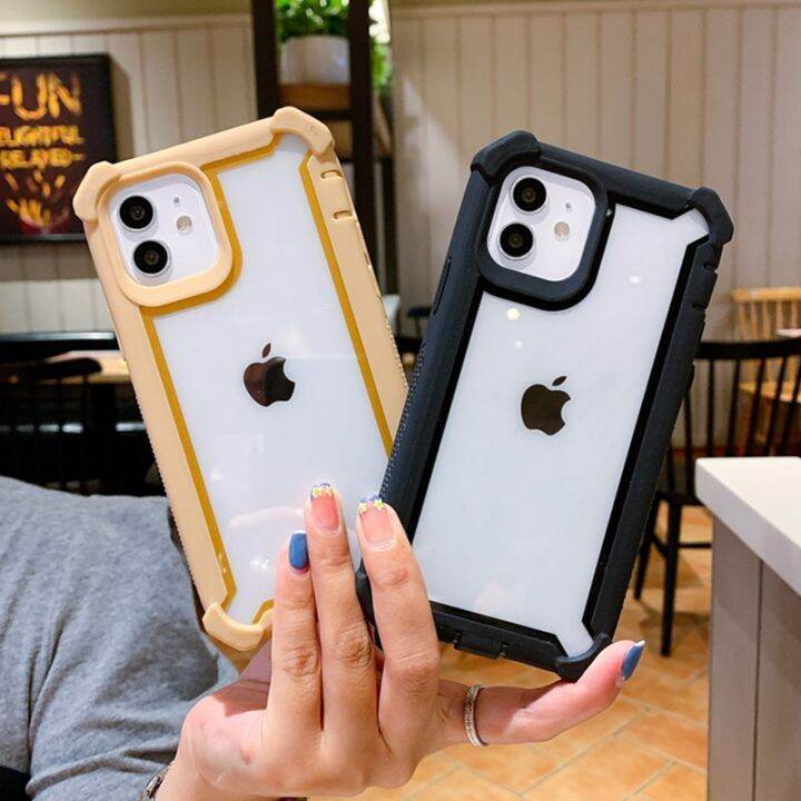 เคสโทรศัพท์โปร่งใสเคสกันกระแทกมือถือสำหรับ12-11-pro-max-xr-xs-max-x-7-8-plus-12-13-pro-11-13ฮาร์ดพีซีฝาหลังแบบใส