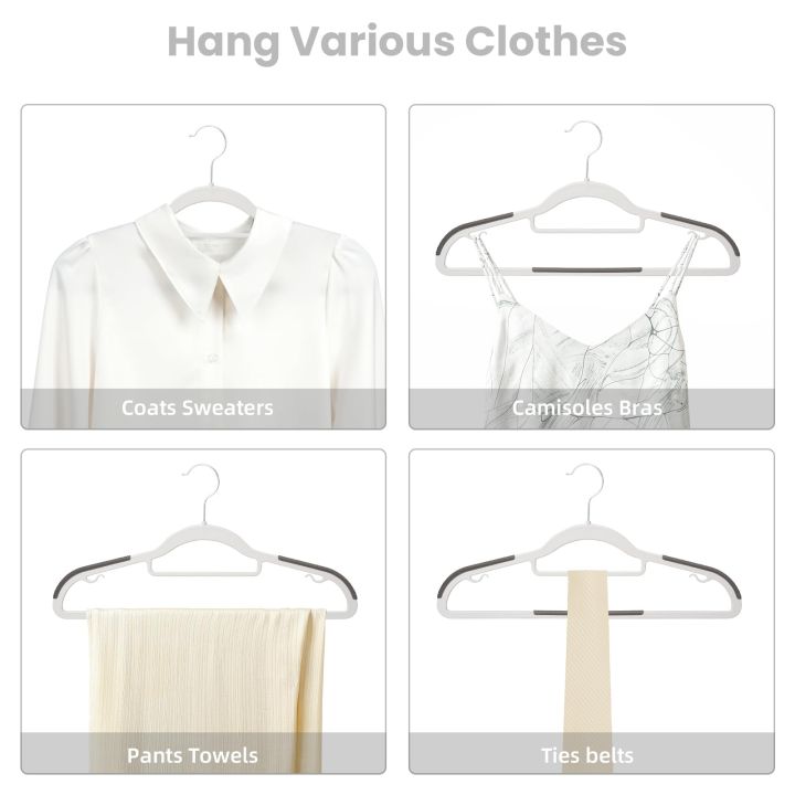 Plastic Clothes Hangers, Upgraded Rubber Stripe Non-Slip Coat