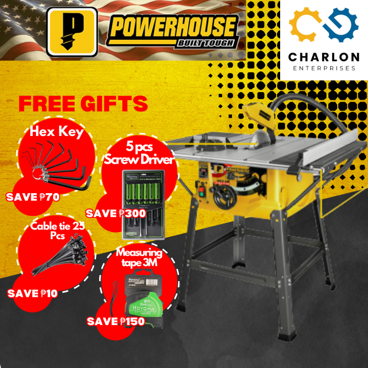 POWERHOUSE USA Table Saw Heavy Duty Wood Table Saw 10 Inches 2200w PH