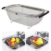 【CC】□✘  Sink Drain Basket Fruit and Vegetable Cleaning Telescopic Rack Supplies