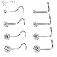 ZS 8 Pcs/lost 316L Surgical Steel Nose Studs Piercings Nez L Shape Crystal Nose Rings Zircon Nostril Piercing Jewelry Nose Rings